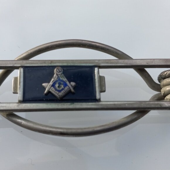 Swank Klip Masonic on Onyx Ground Neck Tie Bar Freemasonry - Picture 6 of 15